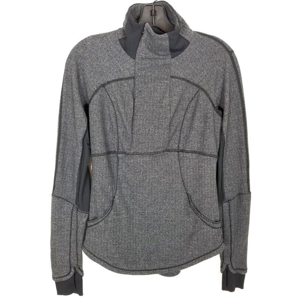 Lululemon Women Pull Over 1/4 Side Zip Jacket Sz 6 Herringbone‎ Athletic Running